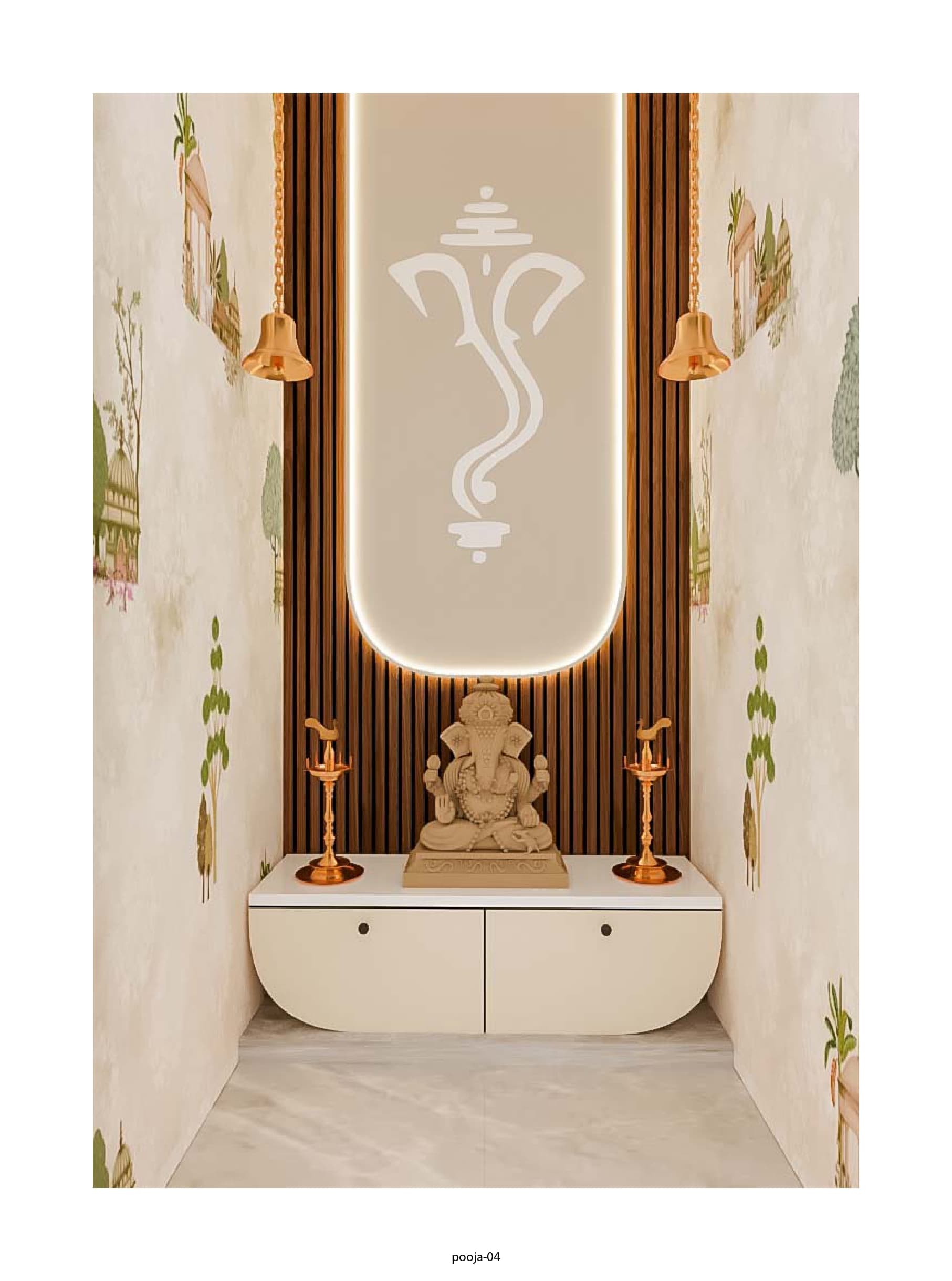 Modern Wall-Mounted Pooja Unit