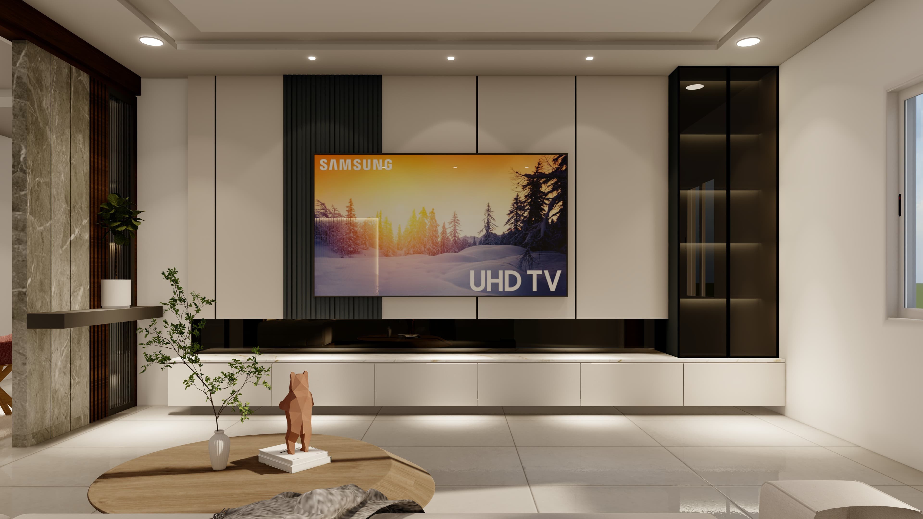 Premium TV Panel with Stone Cladding