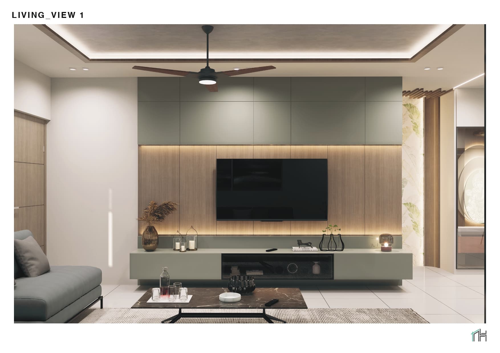 Rustic TV Unit with Open Shelves